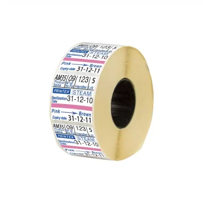 Halmadent-Printex-Rola aparat inscriptionare si aplicare etichete 3 linii-sterilizare Rola etichete dublu adezive 29x28mm Printex, cu indicator sterilizare