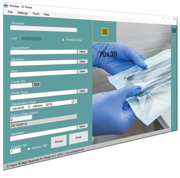 Imprimanta pentru etichetare instrumentar Printex D-Trace-soft